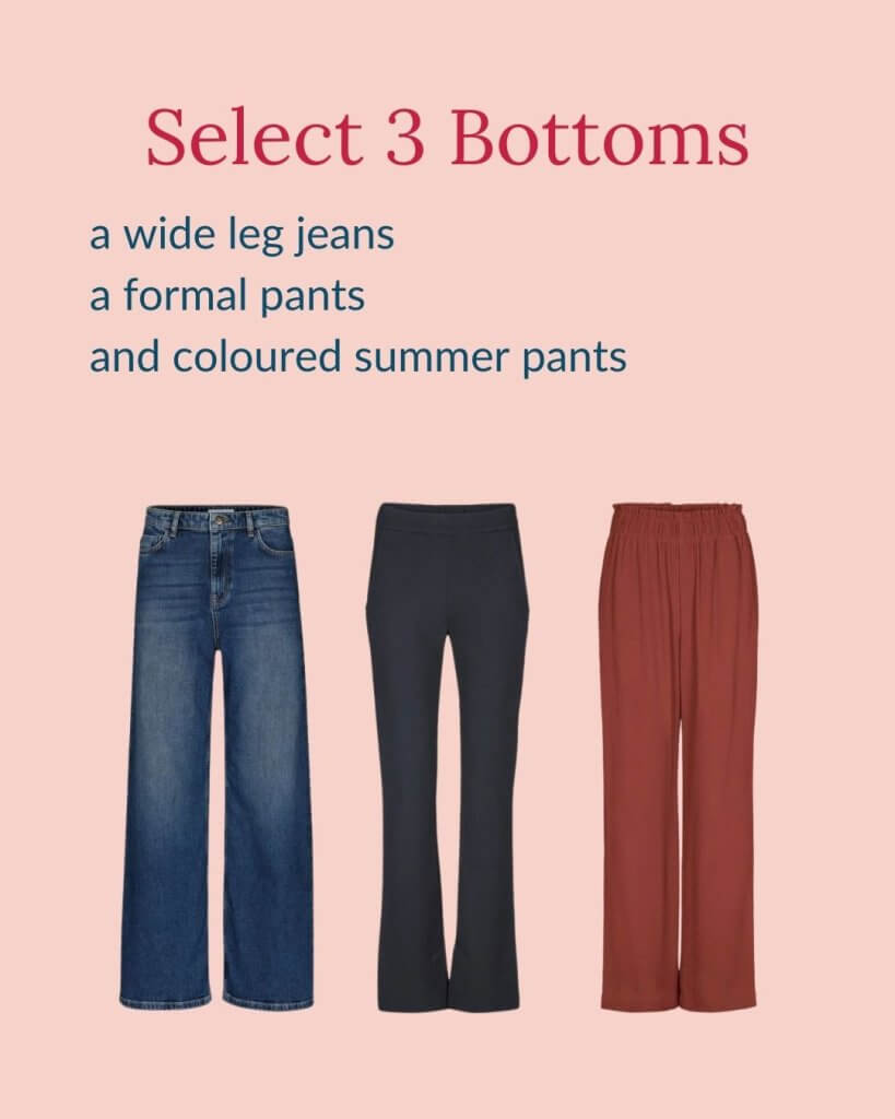 select 3 bottoms for spring